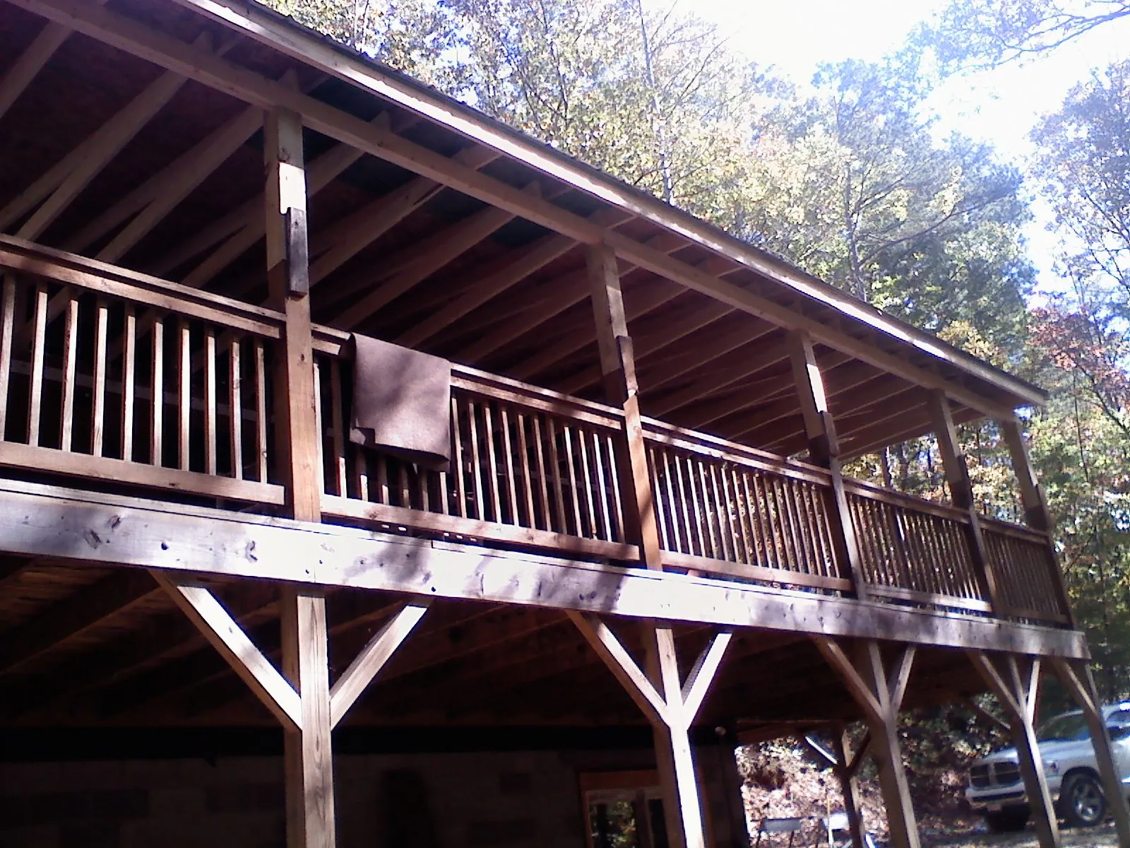 Timber framing under a new elevated porch and deck — Roof Leak Repair in Abell by Roofing Brothers